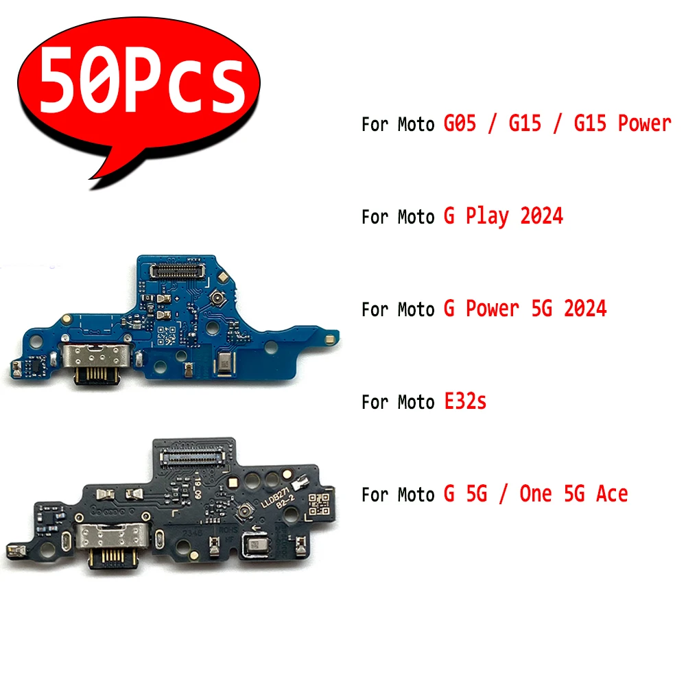

50 шт., USB-порт для зарядки микро-зарядного устройства, док-станция, гибкая плата для Moto G05 G15 G Play 2024 G Power 5G 2024 E32s One 5G Ace
