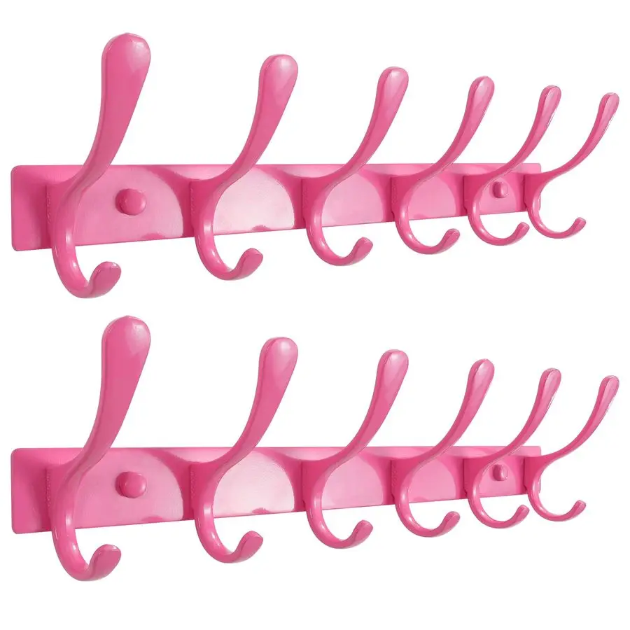 

Wall Mounted Coat Rack 6 Hooks, Pack of 2, Heavy Duty, Stainless Steel, Metal Wall Hanger, Sturdy Coat Hooks for Hanging Coats,
