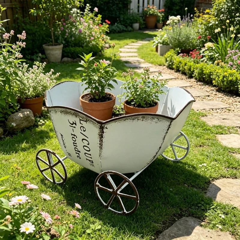  Decorative Creative Retro Iron Flower Pot Convenient Metal Flower Container Flower Bucket Container Garden Ornament