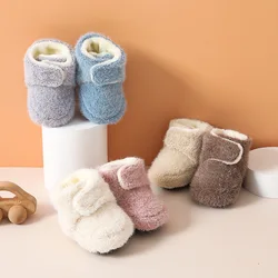 Autumn and Winter Thickened Warm Baby Shoes and Socks Non-slip Floor Soft Soled Solid Color Newborn Comfortable and Breathable