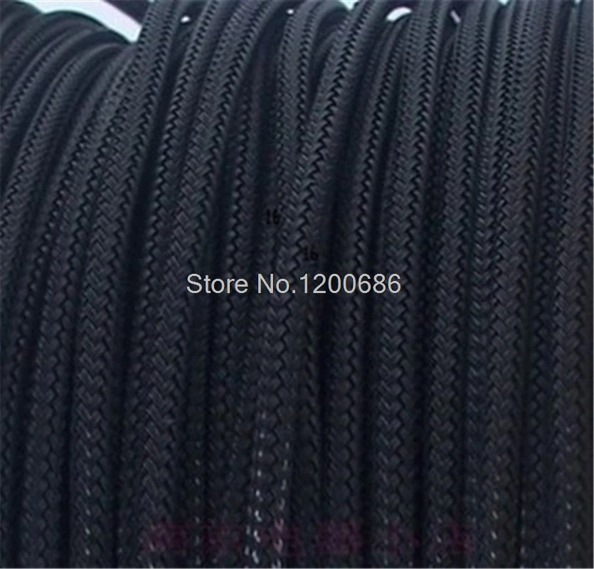 5M 3MM 16AWG 18AWG Cable Protection Sleeve Shielding Sheathing Auto Wire Harnessing Black Nylon Braided Cable Sleeving