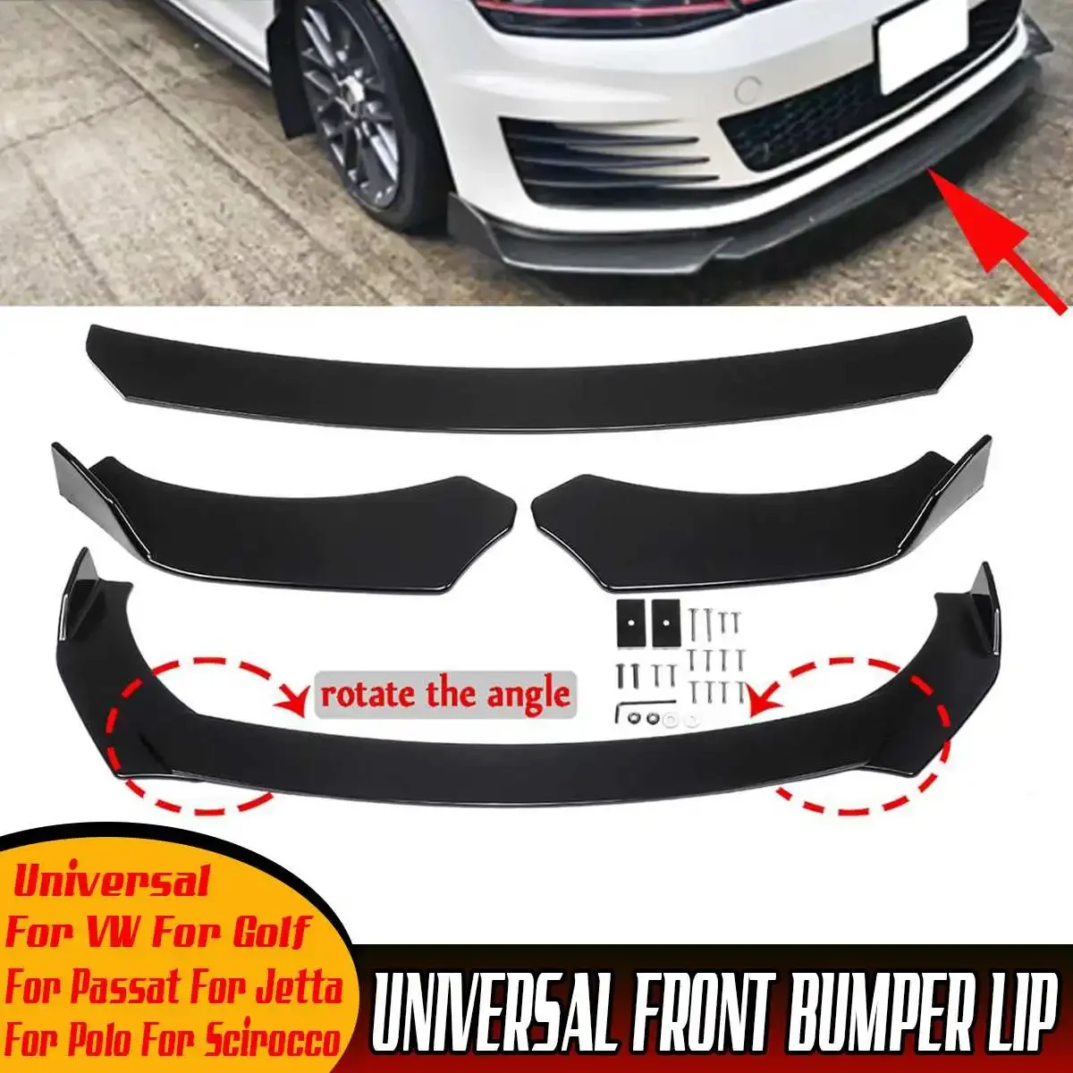 

Univesal Car Front Bumper Splitter Lip Guard For VW For Golf MK5 MK6 MK7 CC For Passat For Jetta For Polo For Scirocco Body Kit