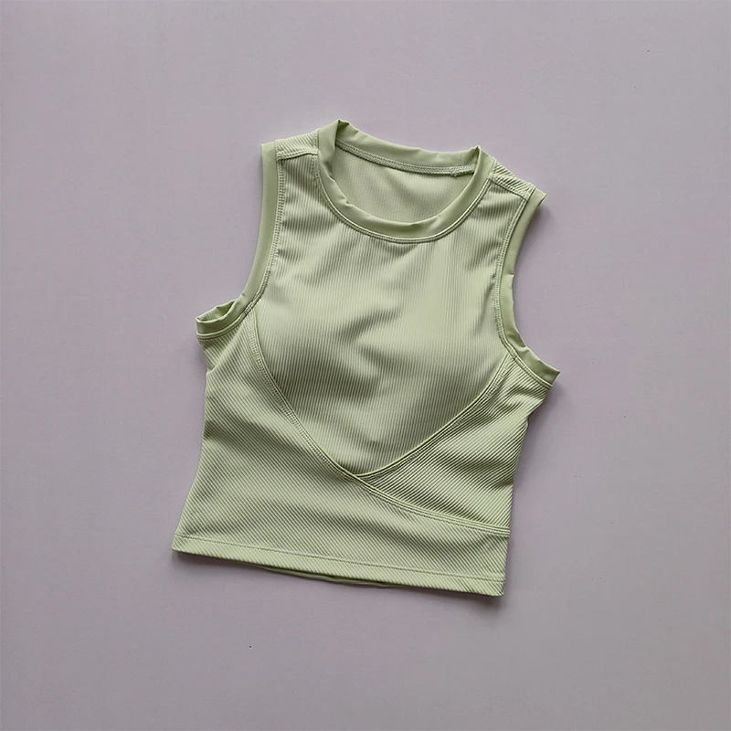 Yoga-Anzug Trägerweste Brustpolster Brustbedeckender Sport-BH Damen-Laufbekleidung Enganliegendes und Figurformendes Fitness-Top – Detail 7