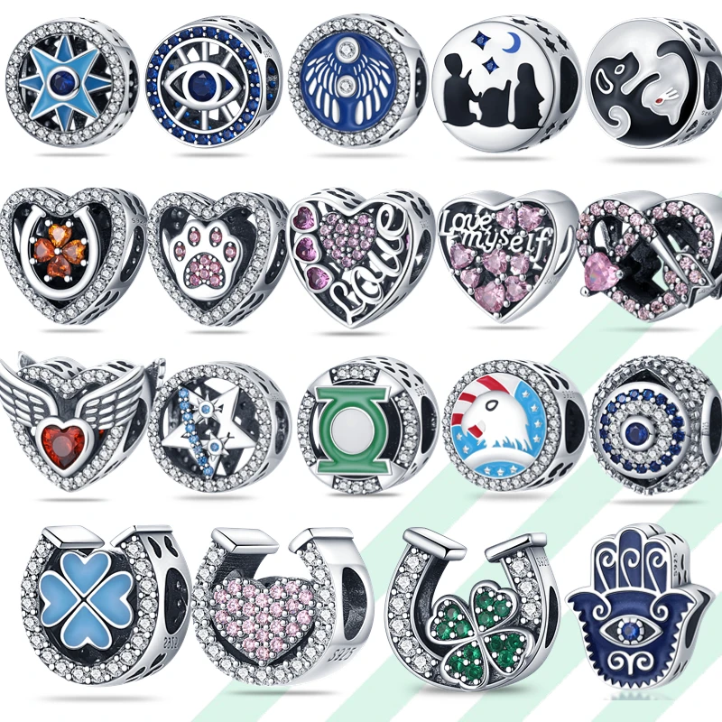 

Charms plata de ley 925 New Series evil eye flowers heart Charms Fit Pandora 925 Original Bracelet Pendant DIY Jewelry For Women