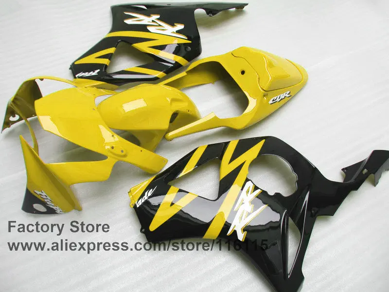 Low price mold  for HONDA CBR 900RR  pure yellow fairing kit CBR 954 RR 2002 2003 cbr900rr 02 03 black bodywork