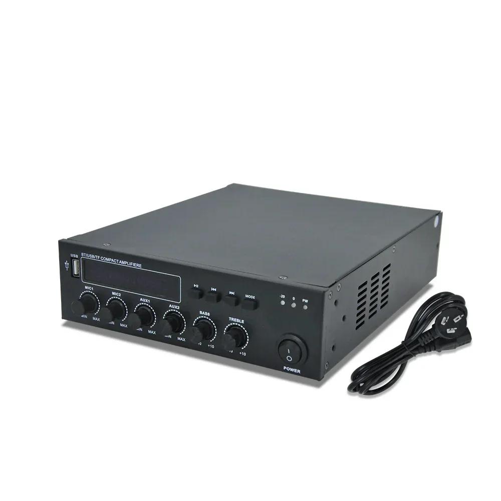 Wzmacniacz Bluetooth PA Potężny wzmacniacz 60W Głośniki subwoofera Kino domowe Audio Stereo 100V/70V Wzmacniacz Obsługa mikrofonu USB AUX