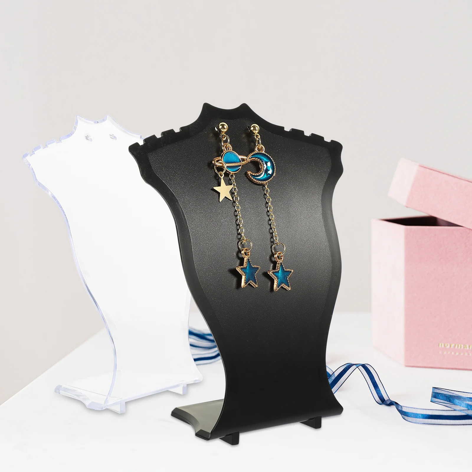 

6Pcs Necklace Display Stands Simulated Human Neck Shape Design Jewelry Holder Earrings Rack Necklace Bust Display