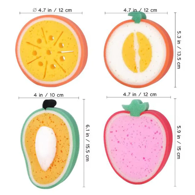 1/4 قطعة لطيف الفاكهة على شكل حمام الإسفنج لتنظيف الجسم جميل الطفل الجسم الإسفنج أجهزة غسل دش الإسفنج للأطفال الاطفال