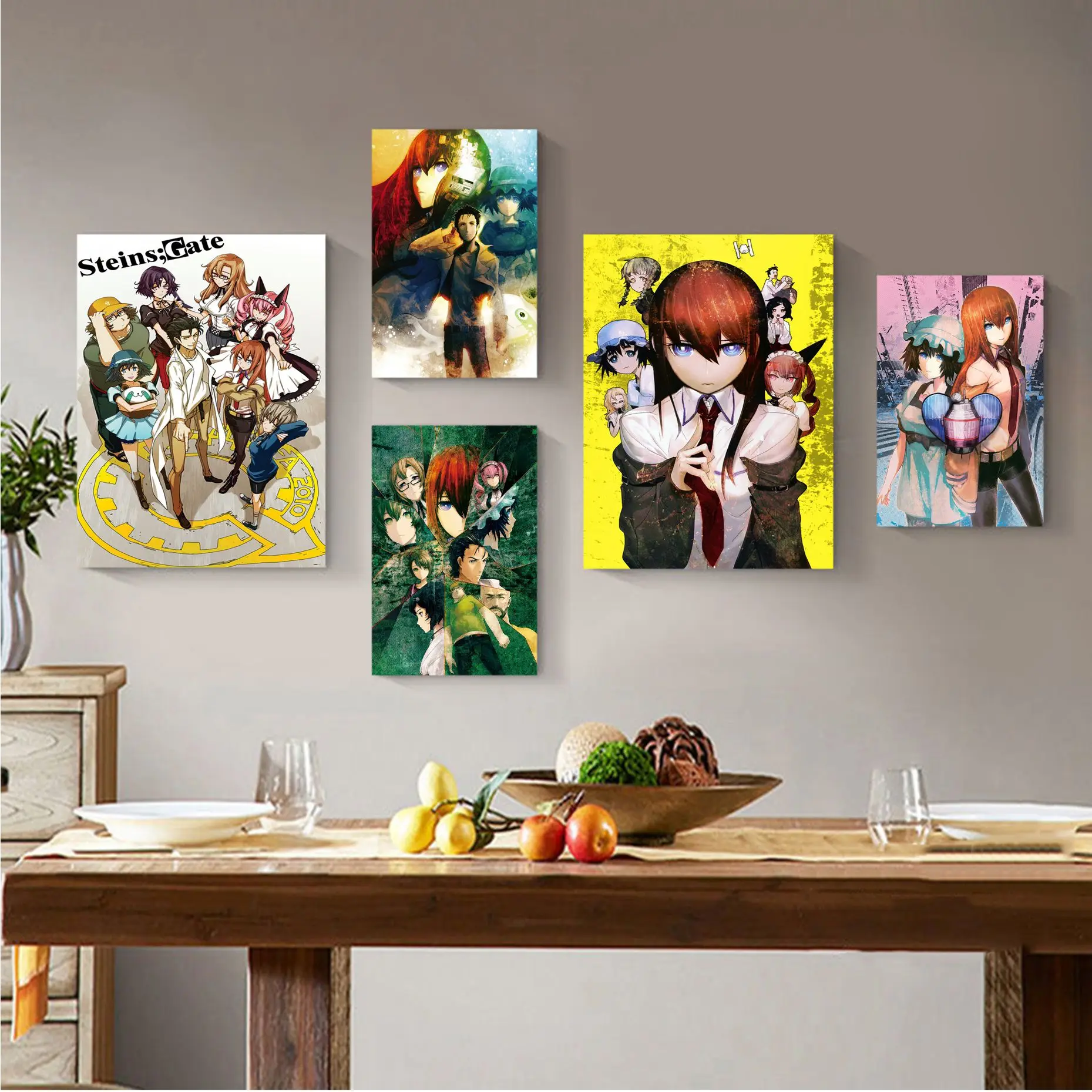 Classic Anime Steins Gate DIY Sticky Poster Vintage Room Bar Cafe Decor Room Wall Decor