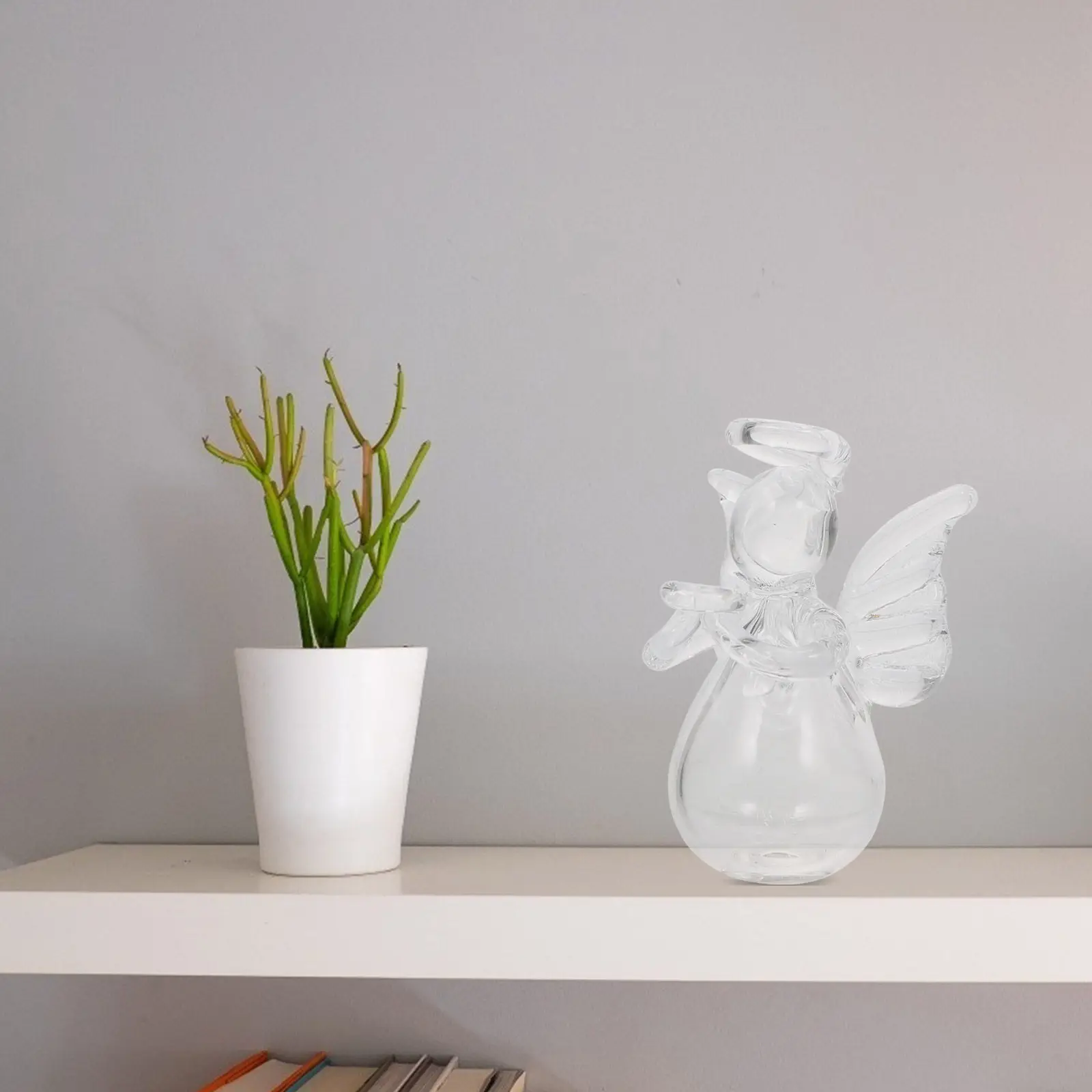 1Pcs Clear Mini Glass Angel Handmade Suspension Ornament for Home Garden Holiday Gift Decor Religious Accessory