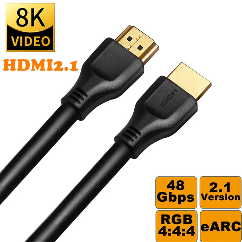Cabo de áudio compatível com hdmi, 8k, 2.1, 1m, 2m, 3m, para xiaomi mi box ps5 ps4, 48gbps, cabo digital, eletrônicos de consumo