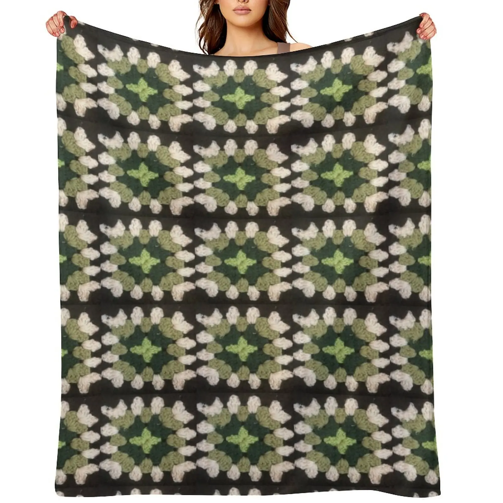 

Green granny square Throw Blanket valentine gift ideas manga Luxury Throw Beautifuls Blankets