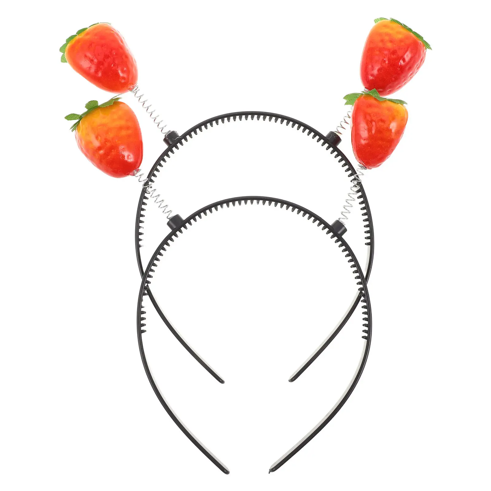 2Pcs Strawberry Headband Simulation Fruit Elastic Hairbands Women Hair Band Makeup Face Wash Party Dress Up Holiday