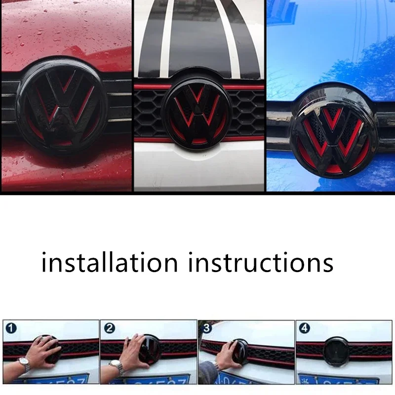 Car Front Grill Badges Rear Trunk Emblem Lid Covers Logo Sticker For VW Volkswagen Golf 6 golf6 MK6 GTI