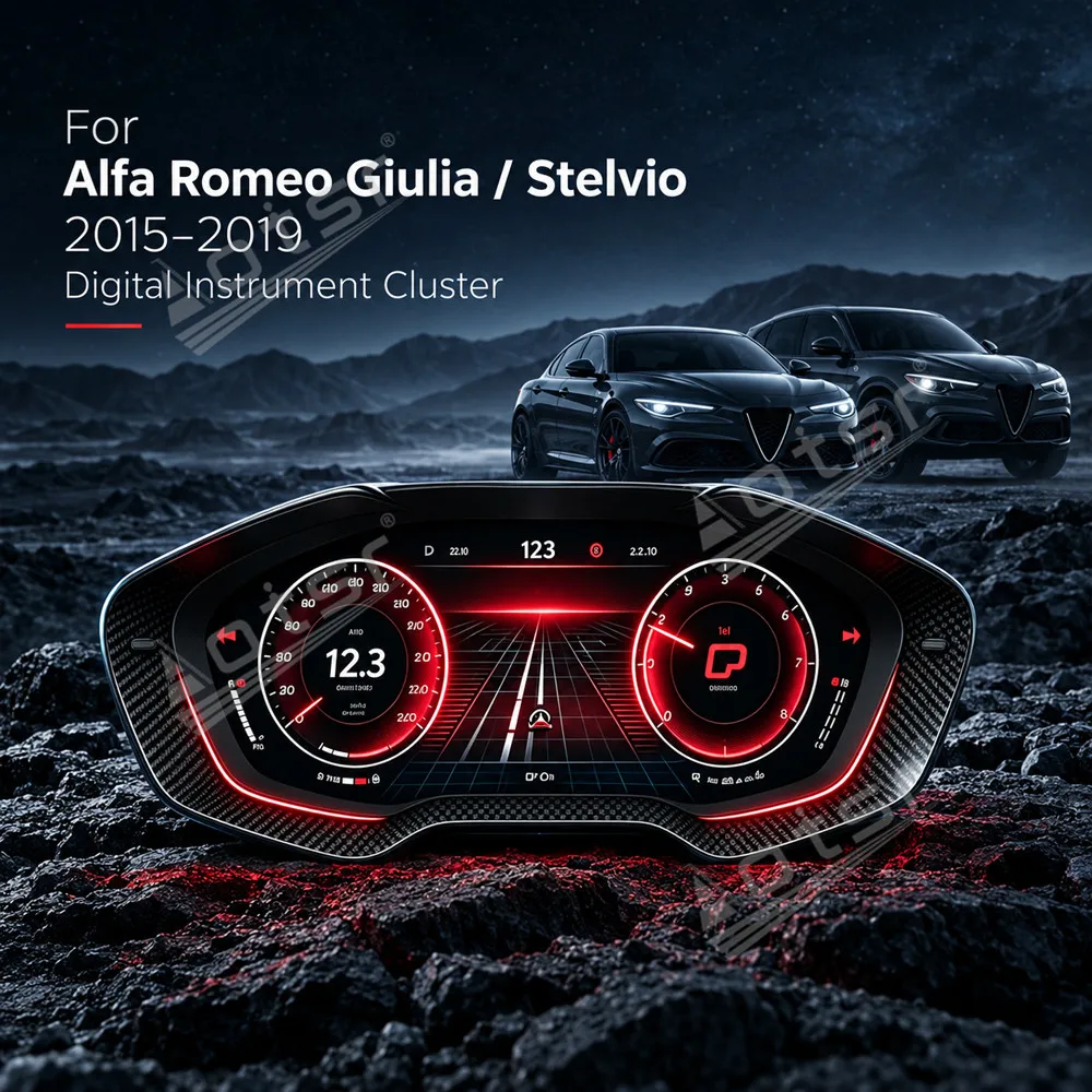 Digital Instrument Cluster For Alfa Romeo Giulia Stelvio 2015-2019 LCD Dashboard Speedometer Plug And Play Gauge Panel Fast Boot