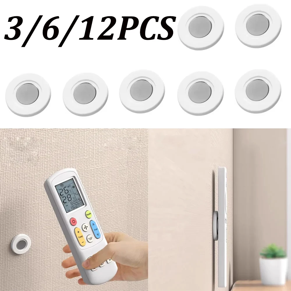 3-12pcs Magnetic Remote Control Holder Air Conditioning Remote Control Wall Storage Magnetic Hook Non Perforated Magnetic Buckle