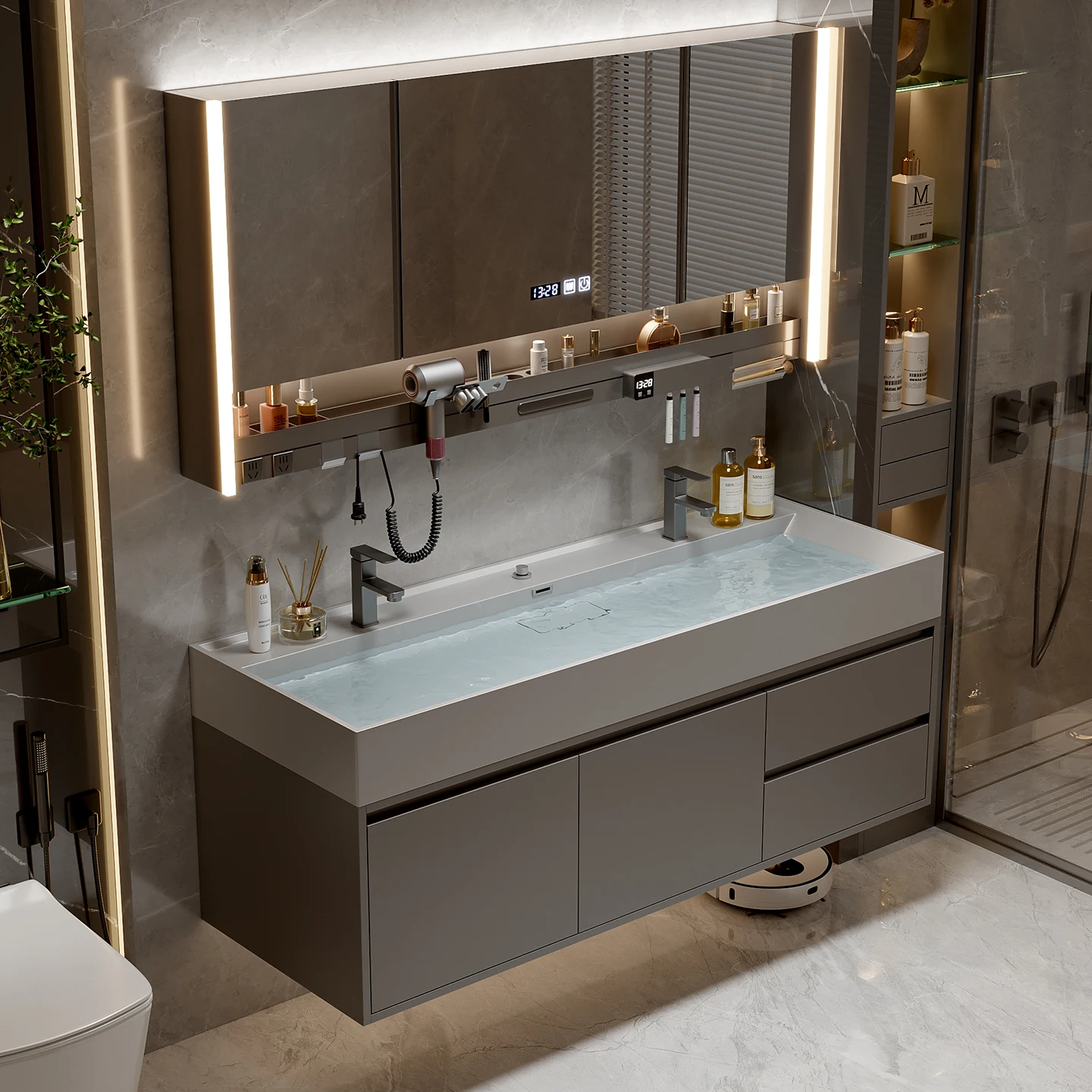 Drawers Paper Bathroom Cabinet Organizer Storage Mirror Display Toilet Partitions Cupboard Decorations Gabinete Room Furniture