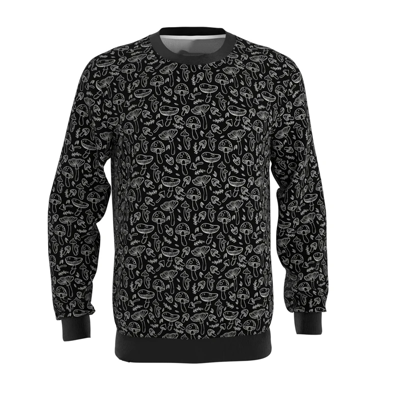 

Autumn Winter Sweatshirt Men's Clothing Long Sleeve Pullover Sweatshirts 3D Print Mushroom Skeleton Streetwear Hoodies Fashion