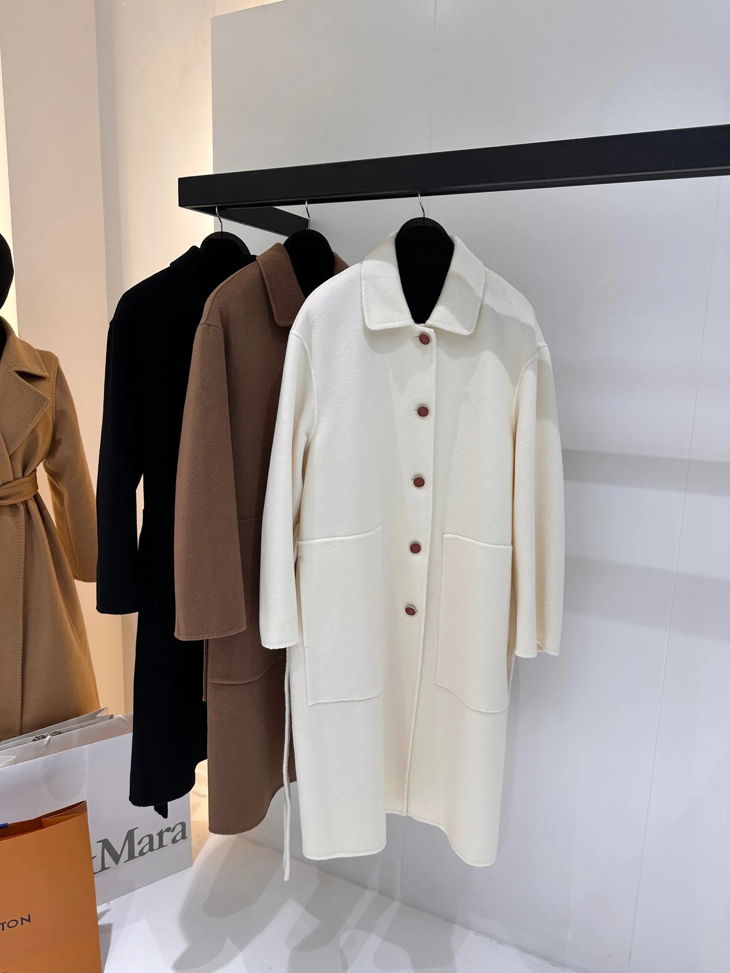 

Solid-Color Double-Faced Cashmere Coat Double-Faced Wool Long-Line Belted Coat