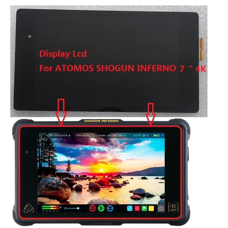 LCD with Touch Screen For ATOMOS SHOGUN INFERNO 7“ 4K Display Digitizer Glass Full Assembly