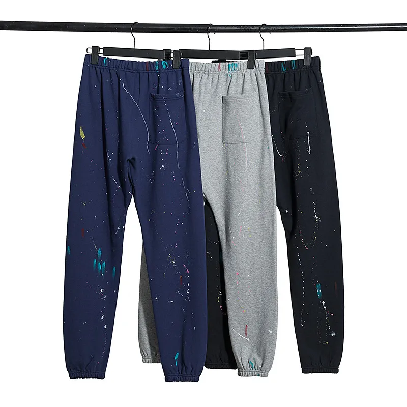 Gallery Dept Ink Splashing Graffiti Thin High Street Brand Cotton Casual Pants Tie Sweatpants