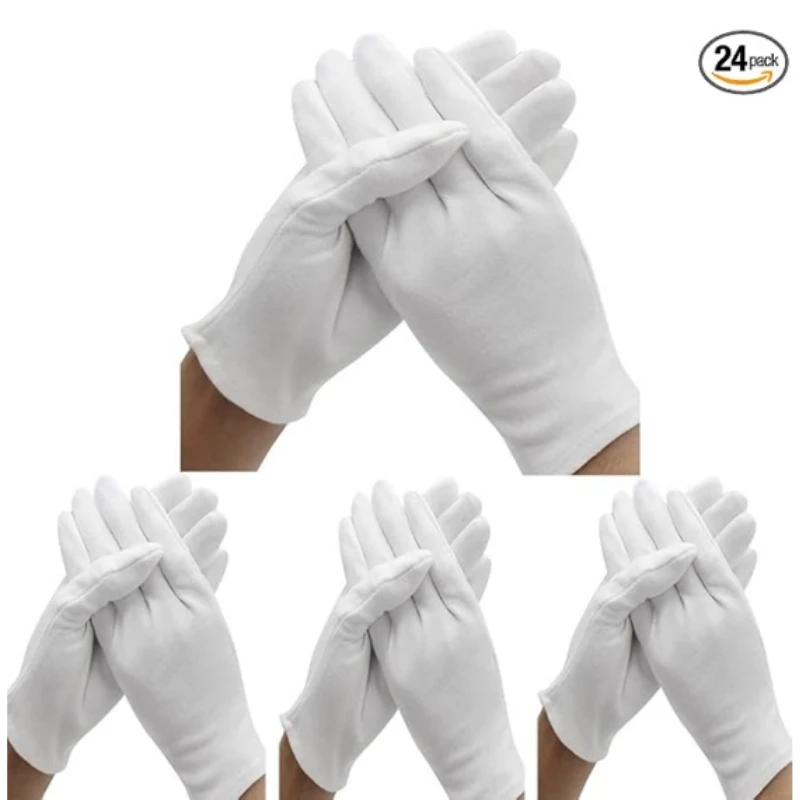 2–12 Paar weiße Baumwollhandschuhe für trockene Hände, Ekzeme, SPA, feuchtigkeitsspendende Arbeitshandschuhe, Innenhandschuhe für die Kostümprüfung