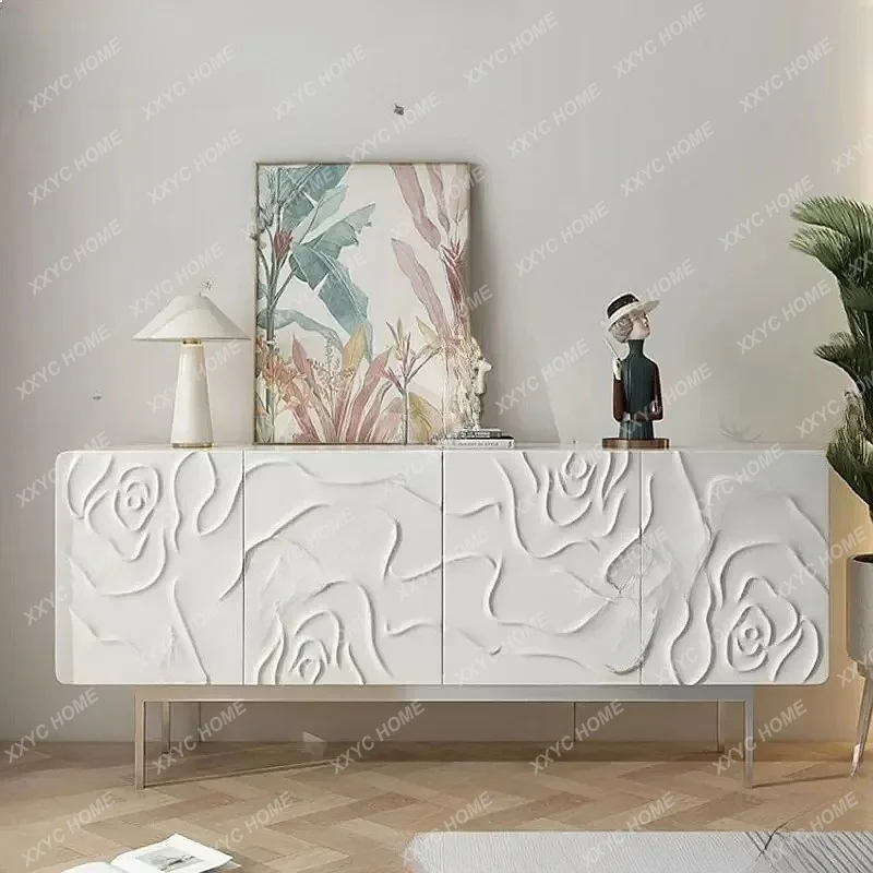 XX Luxury Sideboard Vintage Carved High-Gloss Paint Entryway Cabinet Storage Buffet Custom