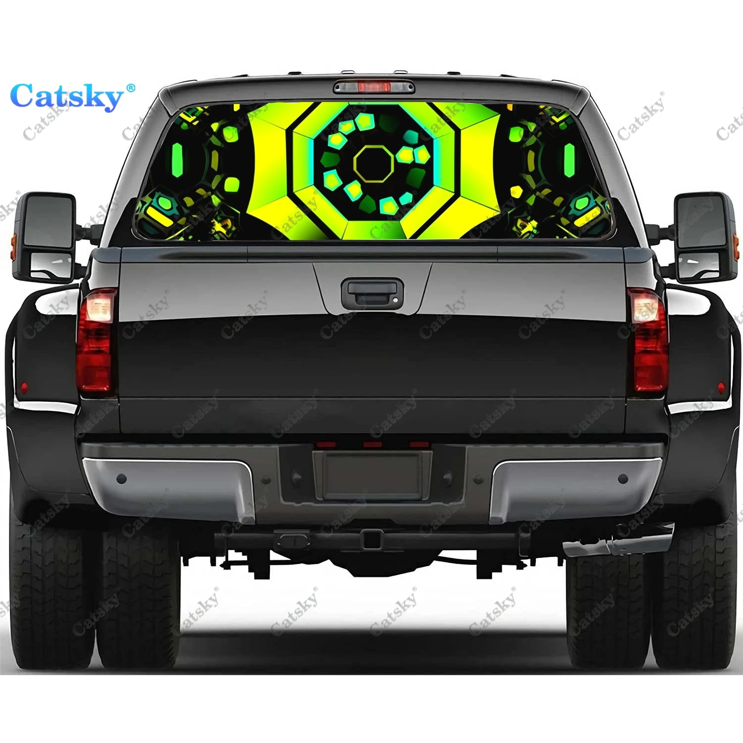 

Check Fabric Abstract Lines Rear Window Decal Fit Pickup,Truck,Car Universal See Through Perforated Back Windows Vinyl Sticker