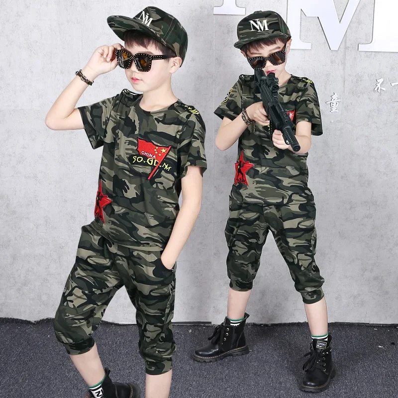 Summer Baby Boys Clothes Set Short Sleeve T-shirt Pants Outfits Fashion Camouflage Kids Costume 2024 New Children Clothing Suits