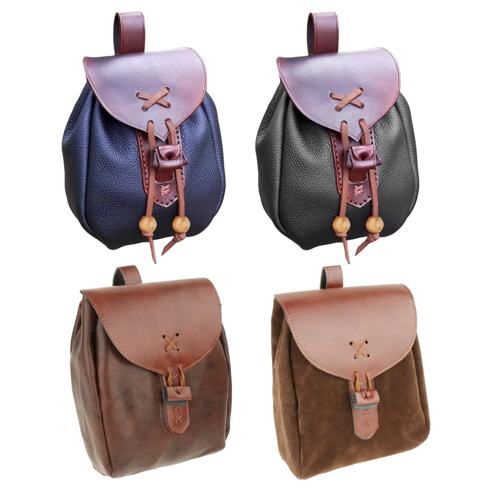 

Fashion Belt Pouch Drawstring Accessories Pack PU Leather for Cosplay Outdoor