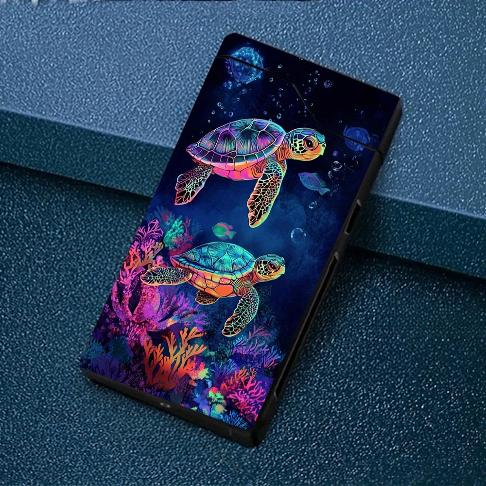 1pc Windproof Arc Lighter with Dual Turtles Swimming Underwater Design, Electronic Lighter with Metal Casing, Battery Indicator, Type-C Charging, Dual Arc, Gift Box Packaging, Auto Shut-off, Outdoor Survival Gear, Suitable for High Altitudes