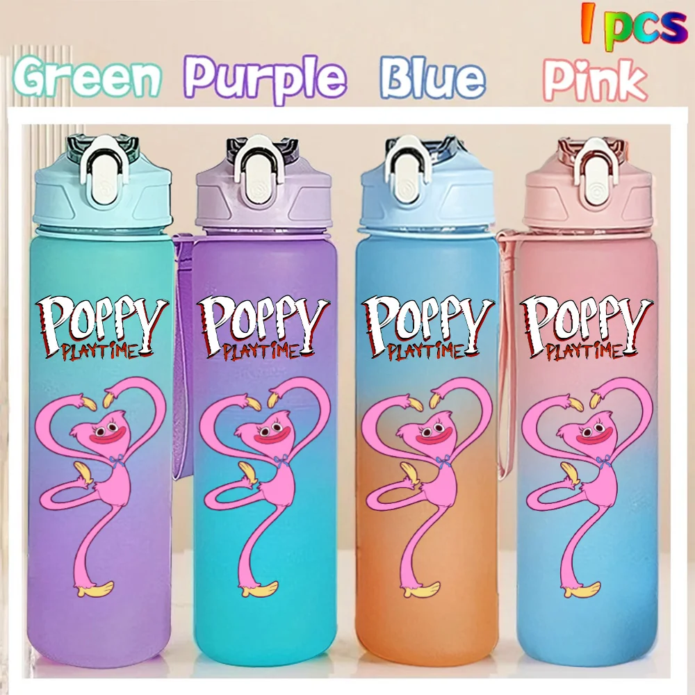 750ml Poppy Playtime Straw Bottle Camping Drinking Tools Student Cartoon Large Capacity Plastic Sports Water Cup Birthday Gifts view 2