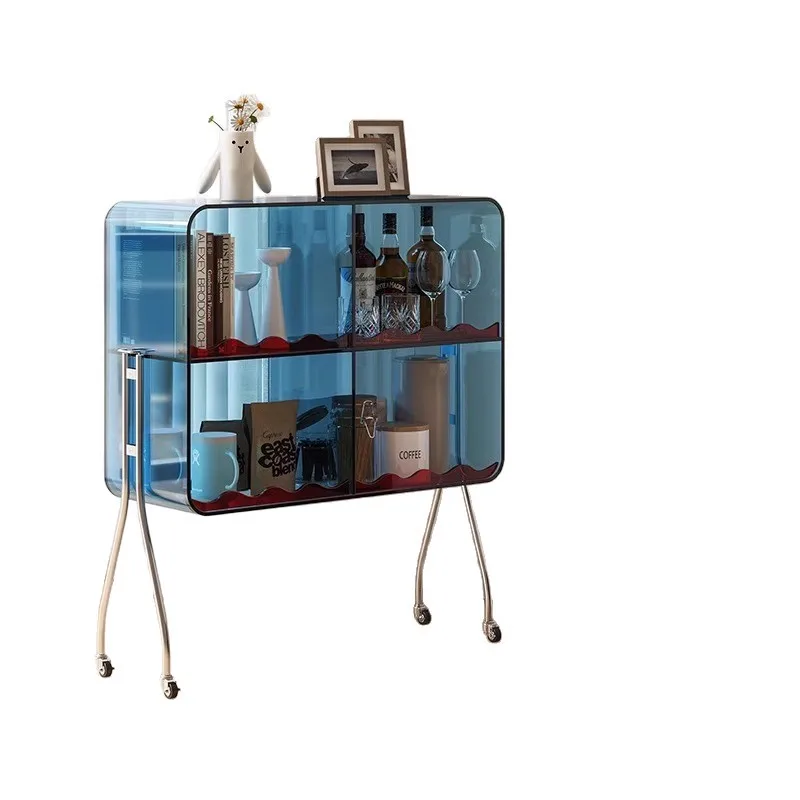 

Acrylic mobile shelf storage cabinet wine cabinet modern simple living room display side