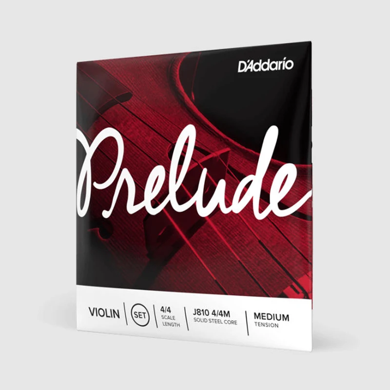 Juego de cuerdas para violín D\'Addario Prelude J810 E-A-D-G 4 cuerdas Núcleo de acero sólido Extremo de bola de tensión media disponible en tamaño