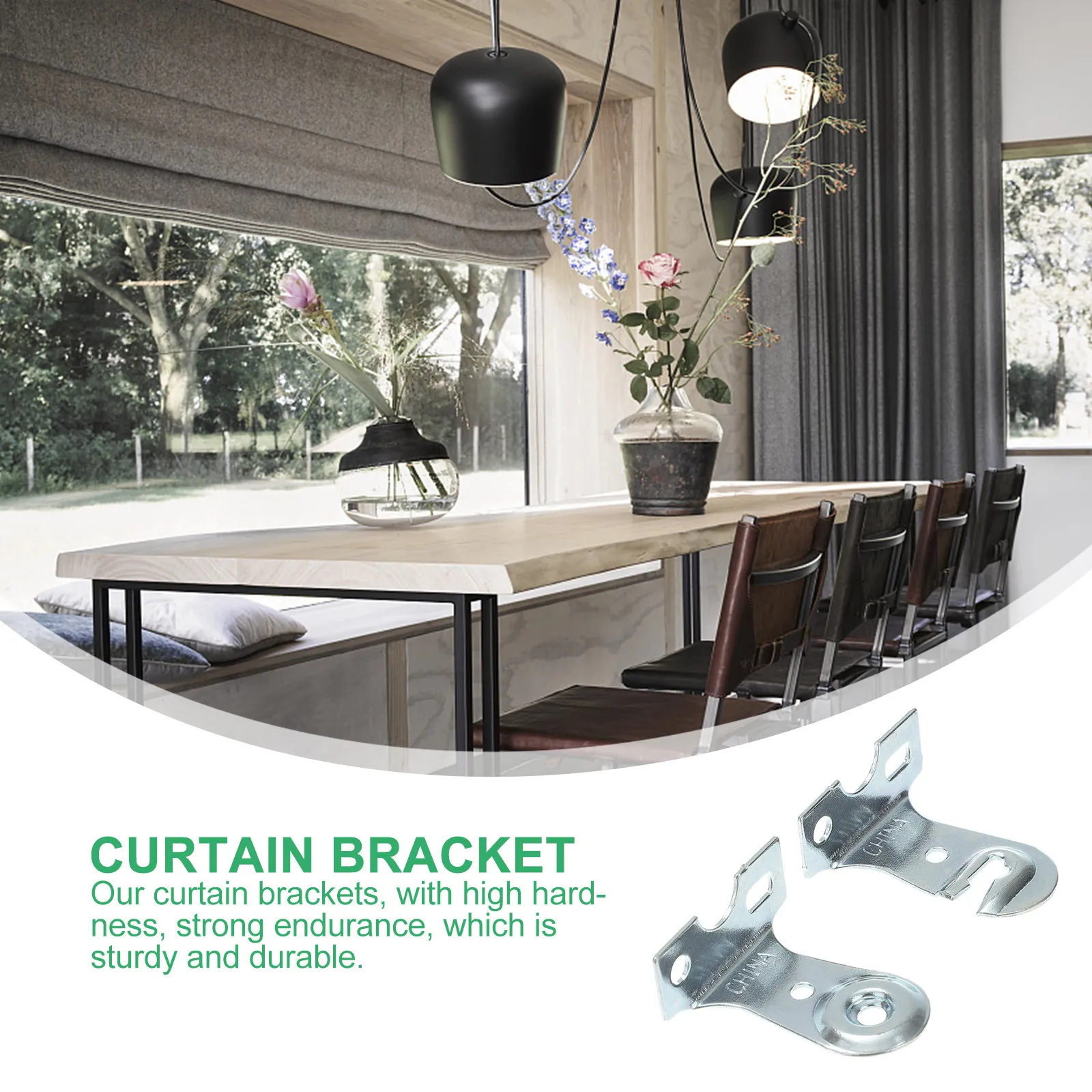 2Sets Heavy-Duty Roller Blind Mount Bracket Set Modern Simple Design Sturdy Metal Curtain Track Mounting Brace for Home Office