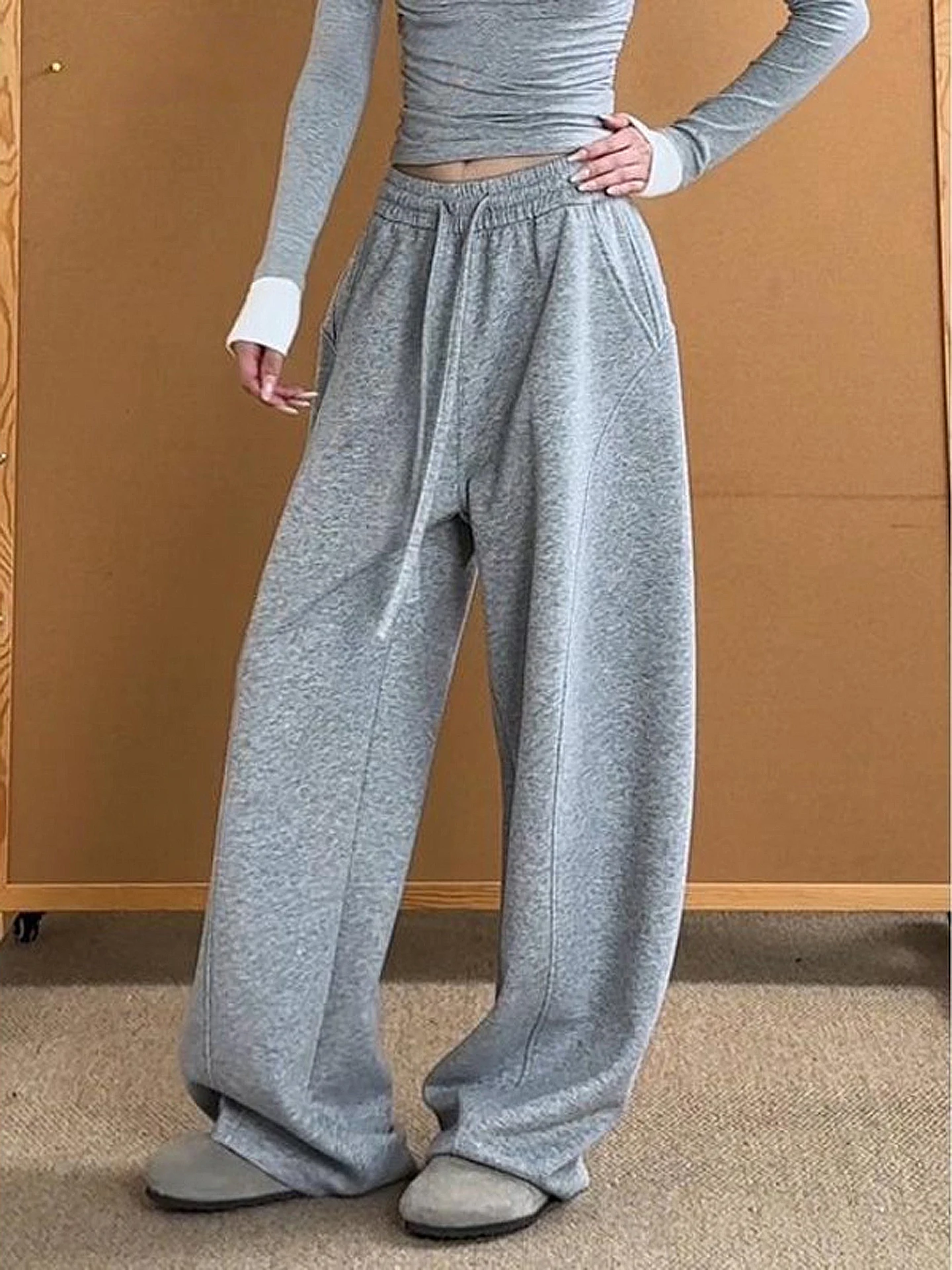 

Мужские широкие брюки свободного кроя в американском стиле, повседневные спортивные длинные брюки прямого кроя для осеннего сезона