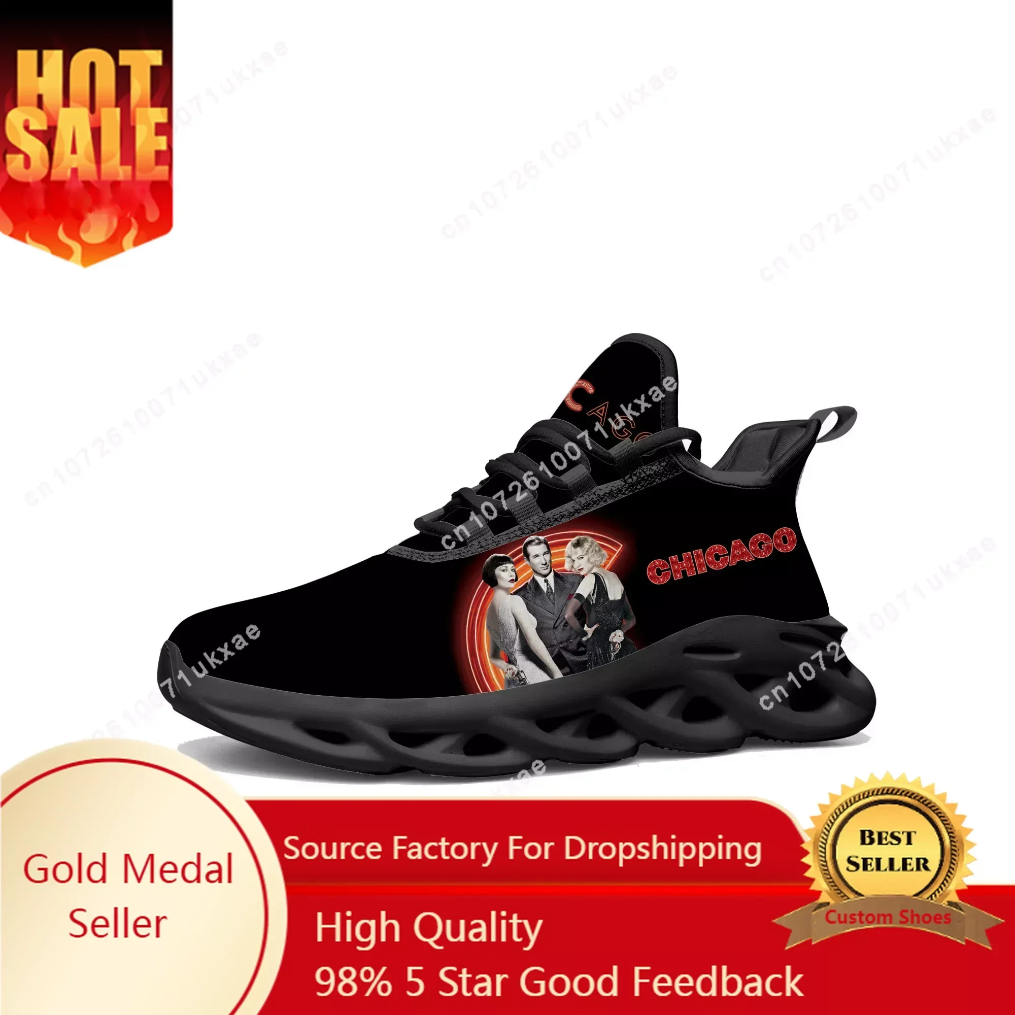 

Chicago Movie Flats Sneakers Mens Womens Roxie Hart Sports Shoes High Quality Sneaker Lace Up Mesh Footwear custom made Shoe