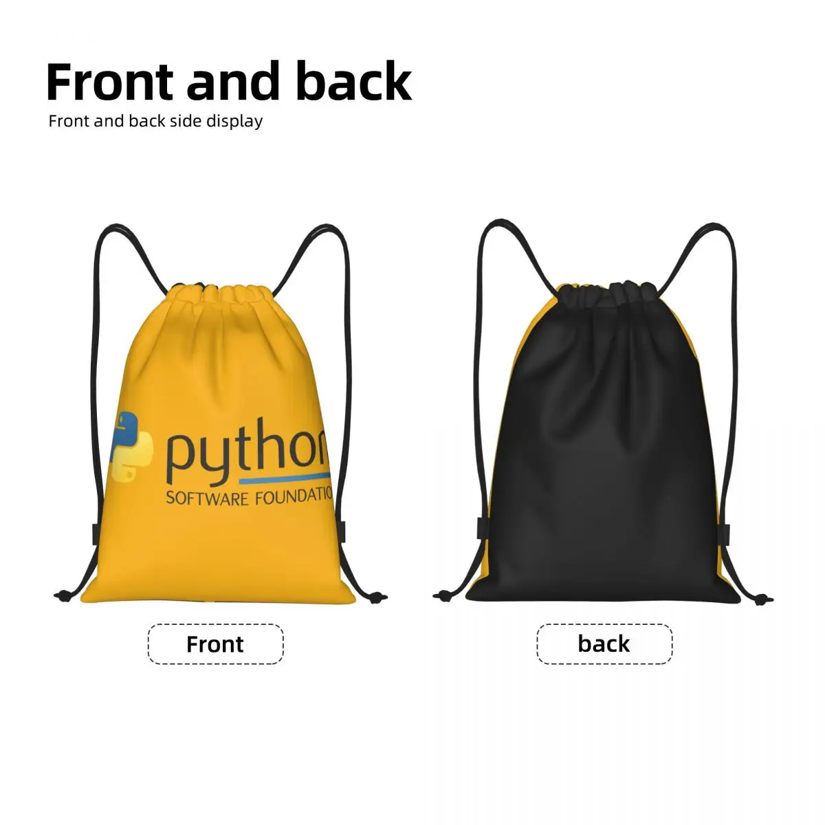 Python Programming Logo Drawstring Backpack Sports Gym Bag for Women Men Programmer Computer Developer Training Sackpack