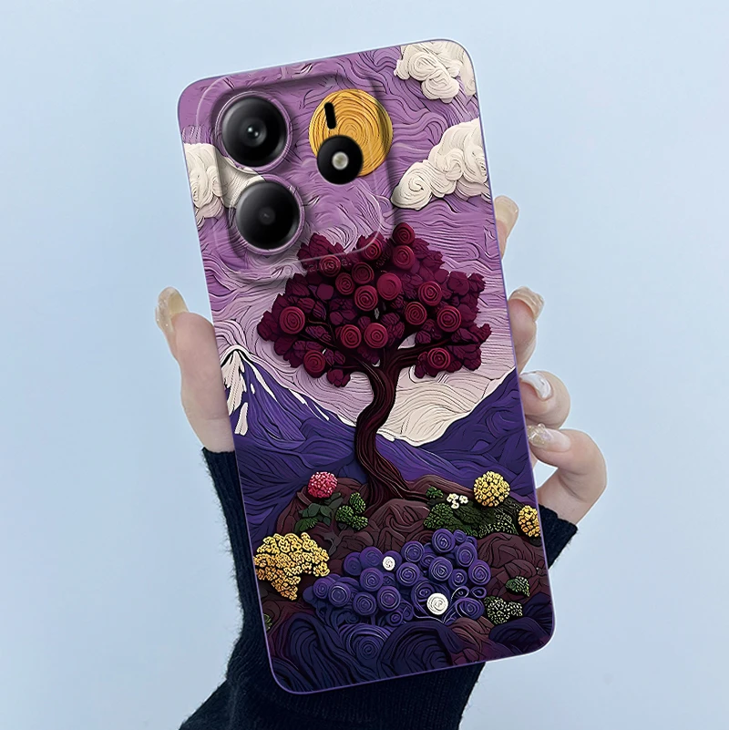 샤오미 레드미 노트 14 5G 폰 케이스, 노트14 5G 푼다 나비 꽃 소프트 실리콘 백 커버 (레드미 노트 14 5G 용)