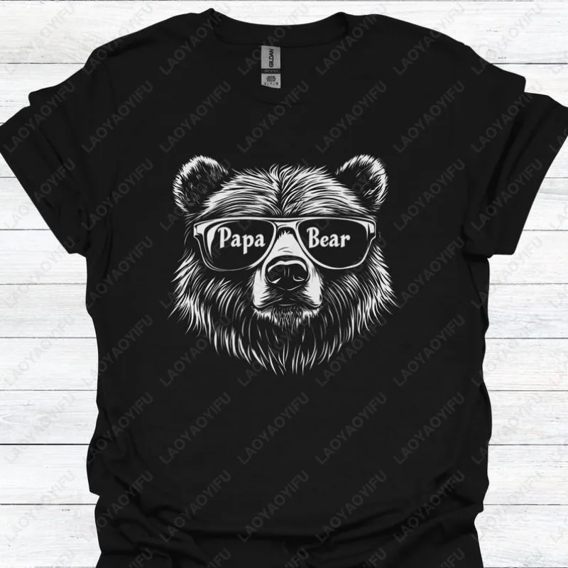 

Papa Bear T-Shirt To Dads Gifts Cool Bear in Shades High Quality Cotton Funny Print Tshits Unisex Summer Fashion Streetwear Tees