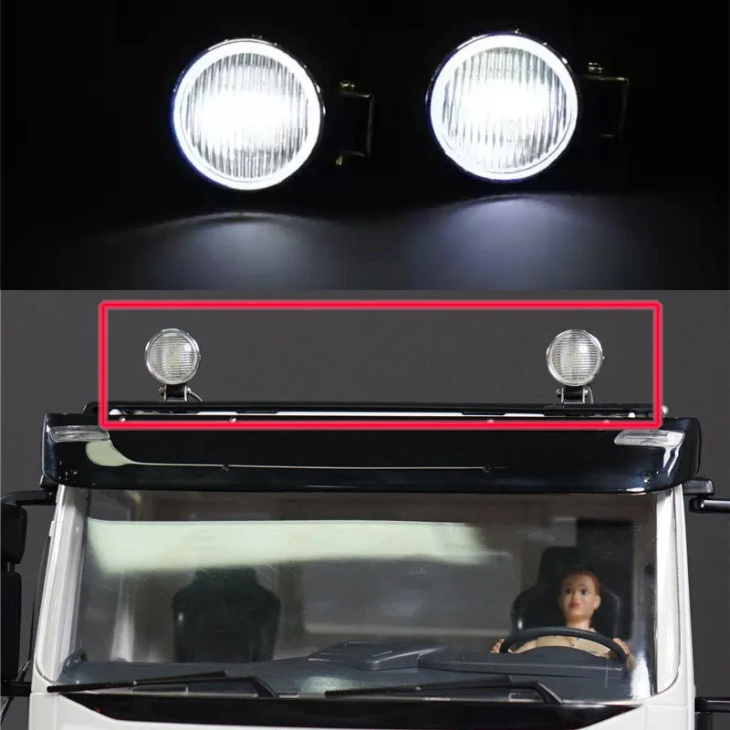 2pcs LED Searchlight Light Spotlight Lamp for 1/14 Tamiya RC Truck Tipper For SCANIA 770S VOLVO 56360 For BENZ MAN TGX Car