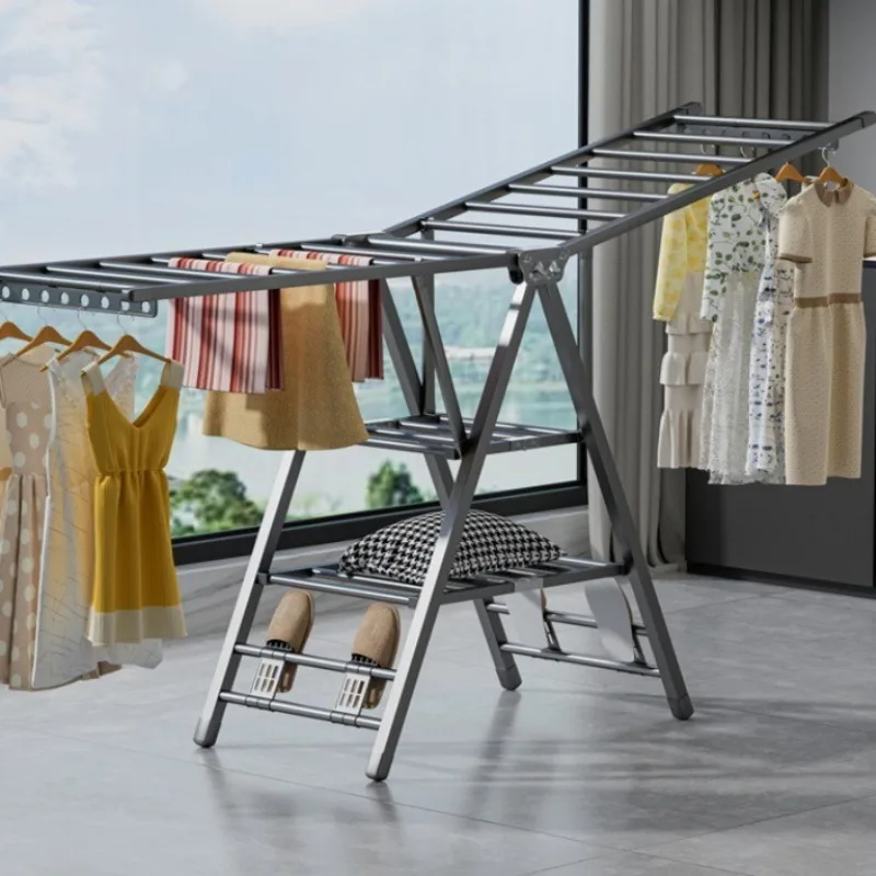Multi functional folding clothes rack, floor to ceiling home balcony clothes rack, indoor clothes rack, outdoor blanket rack