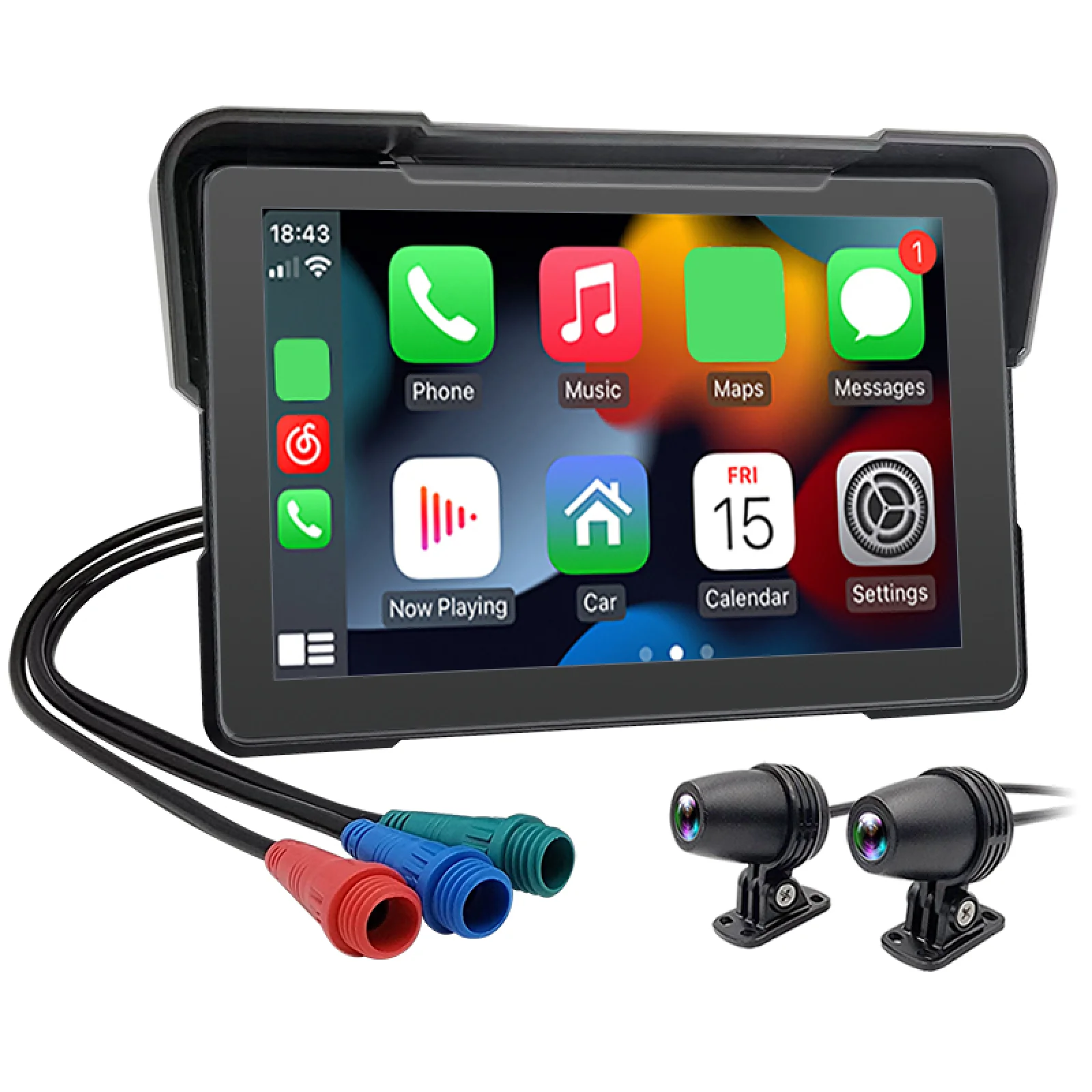 7 Inch Outdoor Waterproof 1000nit External Motorcycle Screen Motorcycle CarPlay Support CarPlay Android Auto Wireless PhoneLink