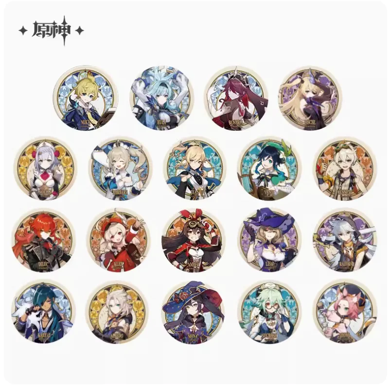 2024 Anime Genshin Impact Mondstadt City Theme Series Metal Badge Jean Amber Lisa Kaeya Barbara Button Brooch Official Original