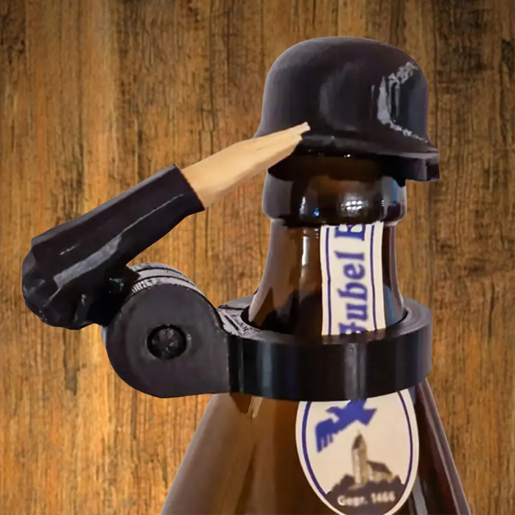 1-3pc Soldier Salute Beer Bottle Helmet Dustproof Beer Helmet Topper Creative Beer Bottle Cap for Party Bar Veterans Enthusiasts