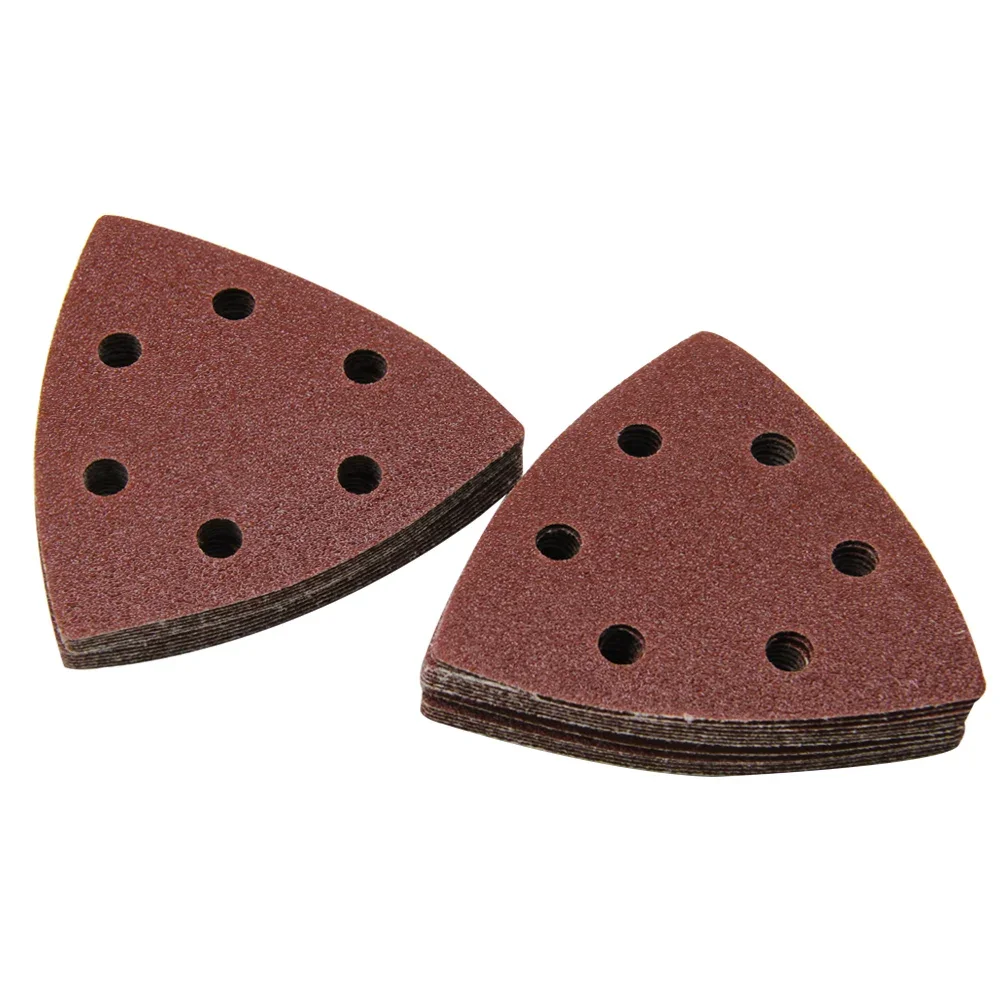 20PCS Sanding Sheets 90*90mm 6 Hole Triangle Sandpaper Aluminum Oxide Hook & Loop  Abrasive Sanding Disc For Wood Sanding