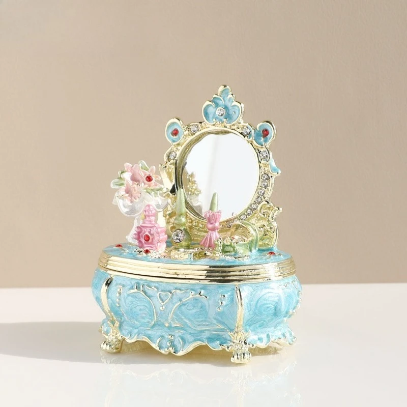 Enamel Crafts Princess Dresser Jewelry Box with Small Lenses Jewelry Storage Box Birthday Gift
