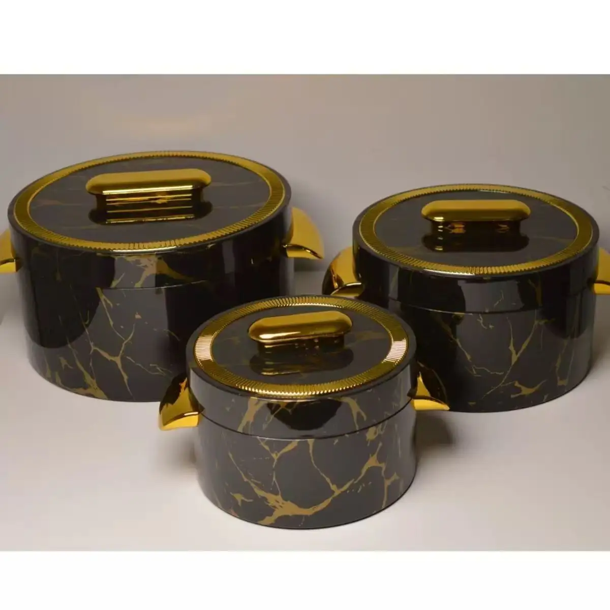 1L-2L-3.5L Kitchen Food Warmer Container Set (3-Piece) Insulated Eco-Friendly Boxes with Gold Handles for Giveaways