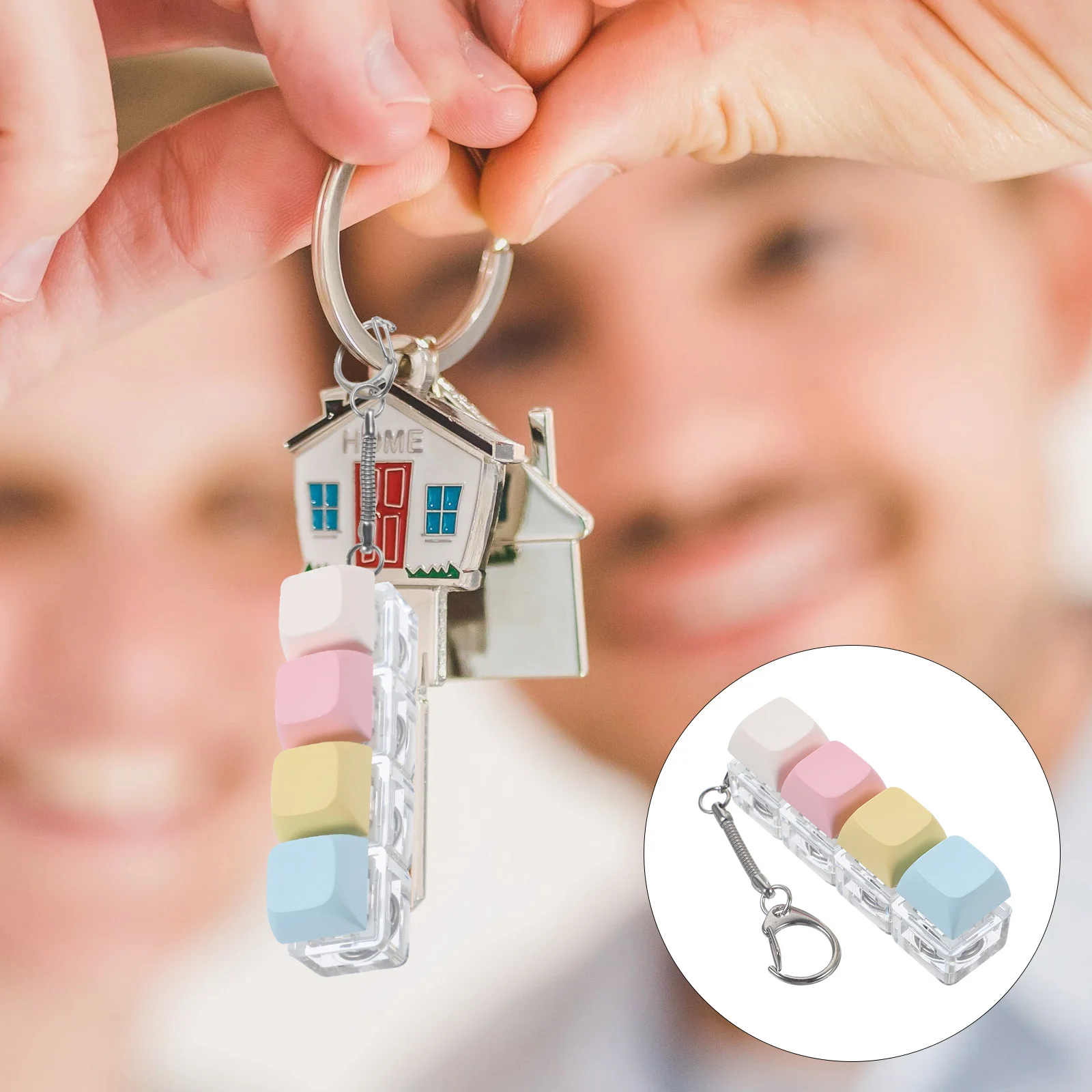 

Press Sound Keychain Toy Pendant Reliever Keyboard Clicker With LED Light