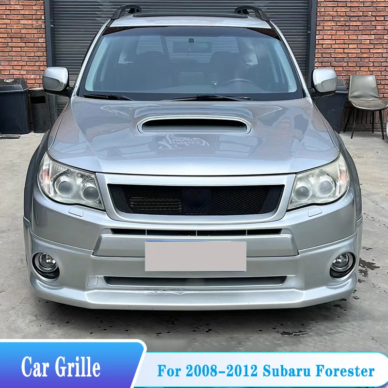 

For 2008-2012 Year Subaru Forester Front Grills ABS Plastic Front Bumper Full Star Racing Grille Air Intake Accessories Retrofit